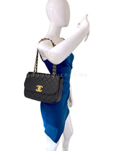 Rare Chanel Vintage Black Caviar Curved Jumbo CC Classic Flap Bag GHW ZI9