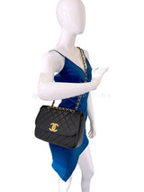 Rare Chanel Vintage Black Caviar Curved Jumbo CC Classic Flap Bag GHW ZI9