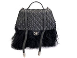Rare Chanel 14A Black Mongolian Lamb Fur Paris-Dallas Fringe Saddle XL Flap Bag 2TX