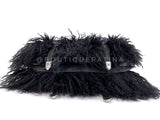 Rare Chanel 14A Black Mongolian Lamb Fur Paris-Dallas Fringe Saddle XL Flap Bag 2TX