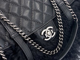 Rare Chanel 14A Black Mongolian Lamb Fur Paris-Dallas Fringe Saddle XL Flap Bag 2TX