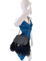 Rare Chanel 14A Black Mongolian Lamb Fur Paris-Dallas Fringe Saddle XL Flap Bag 2TX