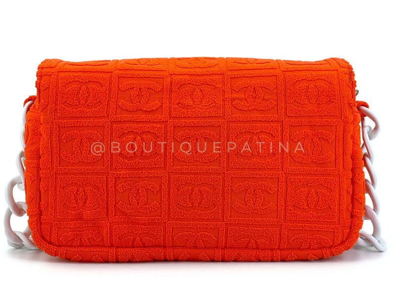 Chanel 2002 Vintage Dark Orange Terry Sport Line Flap Bag Resin Chain XIL