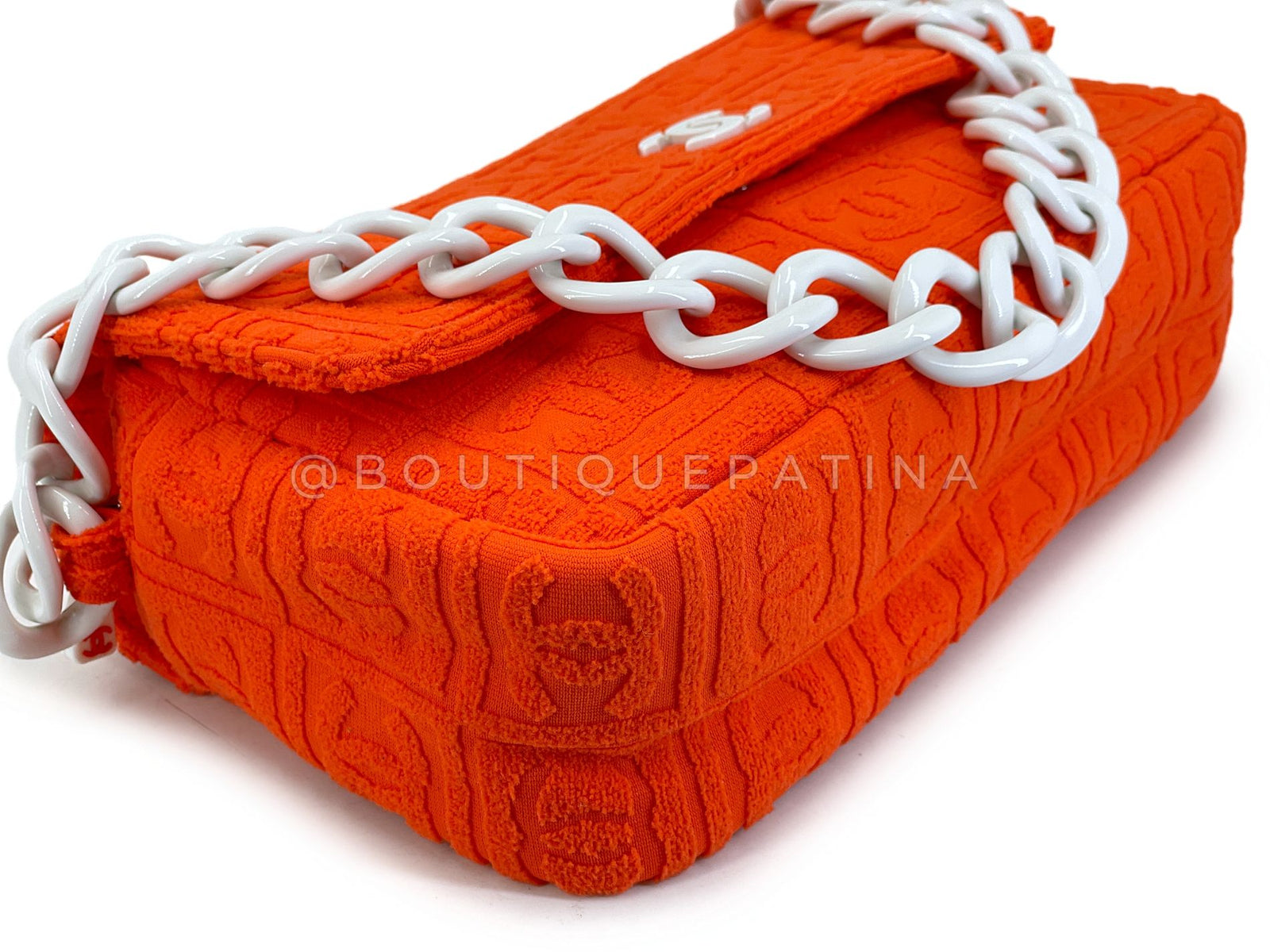 Chanel 2002 Vintage Dark Orange Terry Sport Line Flap Bag Resin