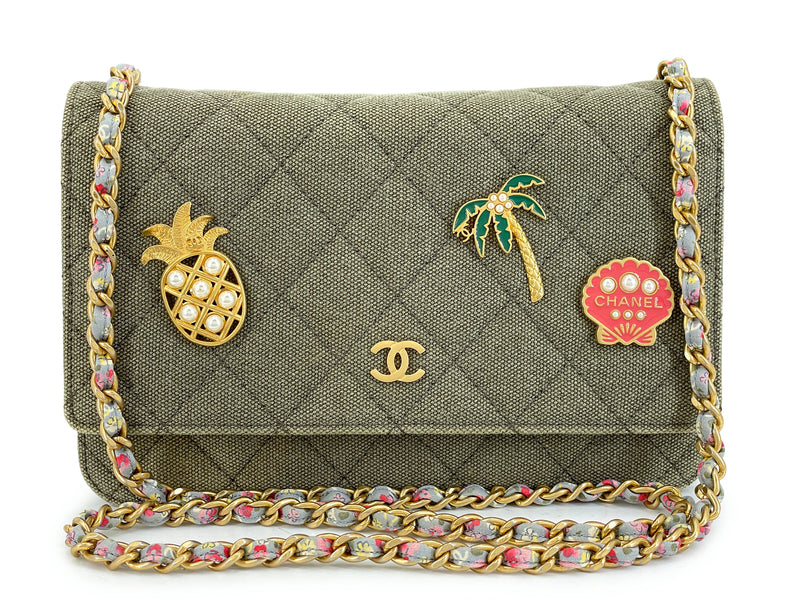 Chanel 17C Coco Cuba Khaki Wallet on Chain WOC Bag GHW WGL