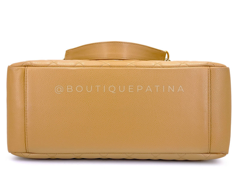 Chanel Vintage 2008 Camel Beige Caviar Grand Shopper Tote GST Bag GHW RLI