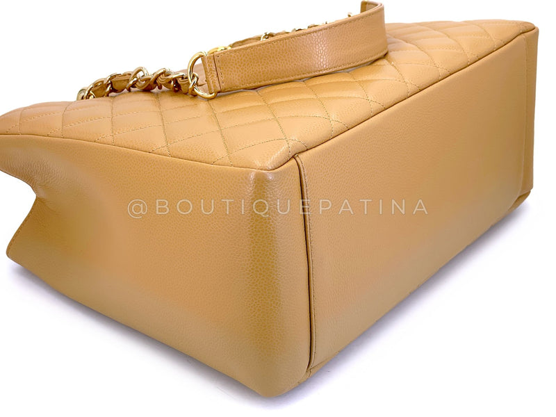 Chanel Vintage 2008 Camel Beige Caviar Grand Shopper Tote GST Bag GHW RLI