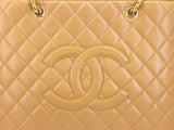 Chanel Vintage 2008 Camel Beige Caviar Grand Shopper Tote GST Bag GHW RLI