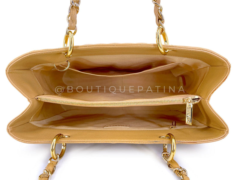 Chanel Vintage 2008 Camel Beige Caviar Grand Shopper Tote GST Bag GHW RLI