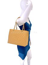 Chanel Vintage 2008 Camel Beige Caviar Grand Shopper Tote GST Bag GHW RLI