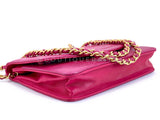 Chanel 2000 Vintage Fuchsia Pink Caviar Timeless Classic Wallet on Chain WOC Bag 24k GHW     ACG