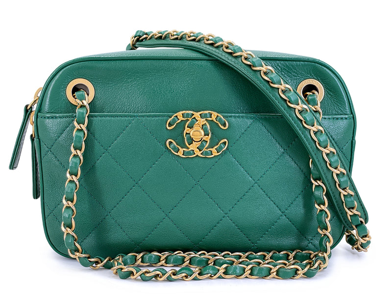 Chanel 19 Green Camera Case Bag GHW B13