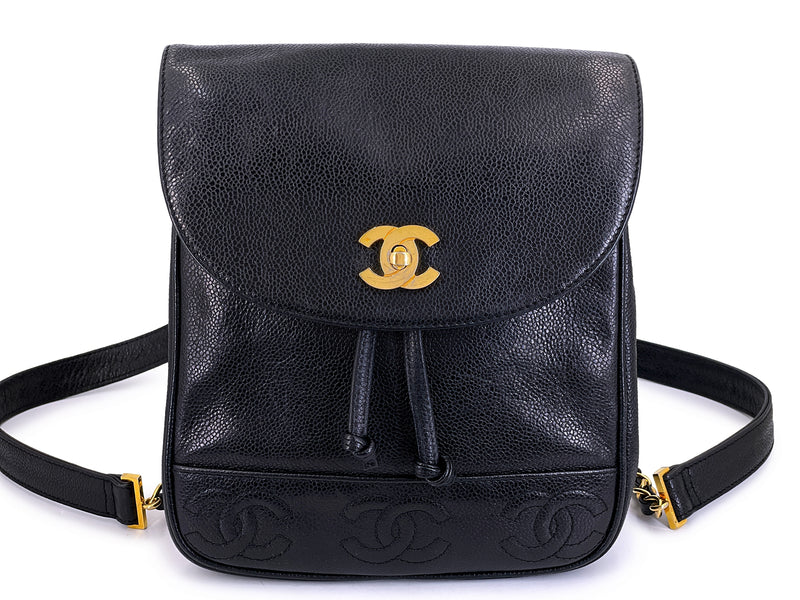 Chanel 1996 Vintage Black Caviar Small Backpack Bag 24k GHW JZU