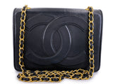 Chanel 1987 Vintage Black Giant Logo Mini Flap Bag 24k GHW C8Z