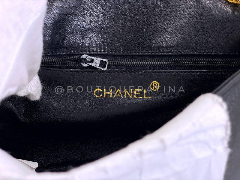 Chanel 1987 Vintage Black Giant Logo Mini Flap Bag 24k GHW C8Z