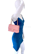 Rare New Chanel 2004 Vintage Pink Sakura Caviar Medium Classic Double Flap Bag 24k GHW BPI