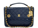 Chanel Vintage 1986 Double Turnlock Mini Briefcase Charm Crossbody Flap Bag 2G4