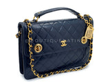 Chanel Vintage 1986 Double Turnlock Mini Briefcase Charm Crossbody Flap Bag 2G4