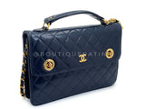 Chanel Vintage 1986 Double Turnlock Mini Briefcase Charm Crossbody Flap Bag 2G4