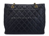 Chanel 90s Vintage Black Caviar Timeless Medium Turnlock Shopper Tote Bag 24k GHW EMO