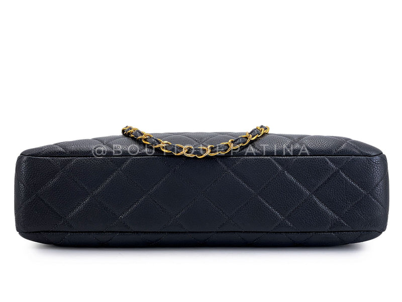 Chanel 90s Vintage Black Caviar Timeless Medium Turnlock Shopper Tote Bag 24k GHW EMO
