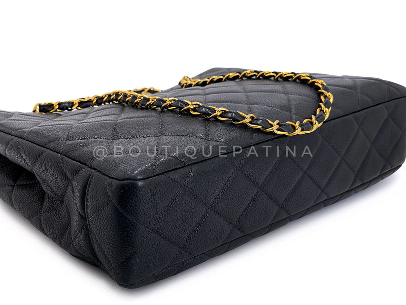 Chanel 90s Vintage Black Caviar Timeless Medium Turnlock Shopper Tote Bag 24k GHW EMO