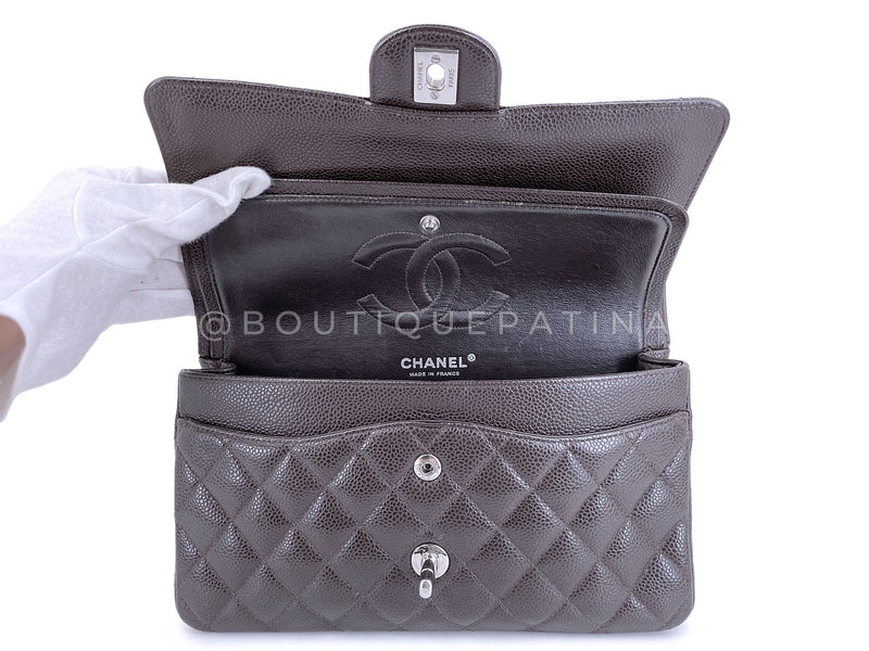 Chanel 2007 Vintage Dark Brown Caviar Medium Classic Double Flap