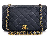 Pristine Chanel 1989 Vintage Black Lambskin Medium Full Flap Bag 24k GHW XQF