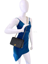 Pristine Chanel 1989 Vintage Black Lambskin Medium Full Flap Bag 24k GHW XQF