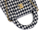 Chanel 24A Black White Houndstooth Small Kelly 2-Way Flap Bag 6NV