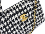Chanel 24A Black White Houndstooth Small Kelly 2-Way Flap Bag 6NV