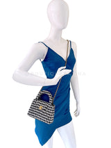 Chanel 24A Black White Houndstooth Small Kelly 2-Way Flap Bag 6NV