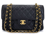 Chanel 2001 Vintage Black Caviar Small Classic Double Flap Bag 24k GHW  9TI