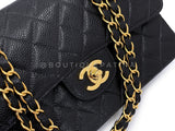 Chanel 2001 Vintage Black Caviar Small Classic Double Flap Bag 24k GHW  9TI