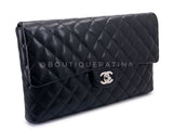 Chanel 2020 Black Caviar Timeless Flap Clutch Bag SHW DTG