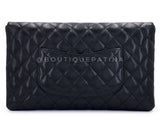 Chanel 2020 Black Caviar Timeless Flap Clutch Bag SHW DTG