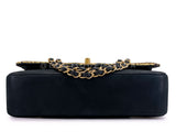 Chanel 2017 Gold Python Black Suede Medium Classic Double Flap Bag GHW S2O