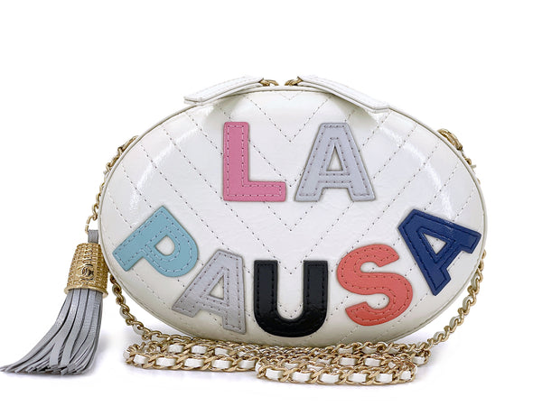 Chanel 19C La Pausa White Multicolor Egg Crossbody Clutch Bag 5QU