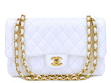 Chanel 2005 Vintage White Caviar Medium Classic Double Flap Bag 24k GHW 4RF