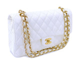 Chanel 2005 Vintage White Caviar Medium Classic Double Flap Bag 24k GHW 4RF