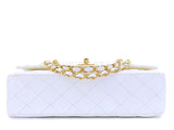 Chanel 2005 Vintage White Caviar Medium Classic Double Flap Bag 24k GHW 4RF