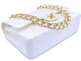 Chanel 2005 Vintage White Caviar Medium Classic Double Flap Bag 24k GHW 4RF