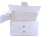 Chanel 2005 Vintage White Caviar Medium Classic Double Flap Bag 24k GHW 4RF