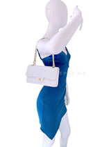 Chanel 2005 Vintage White Caviar Medium Classic Double Flap Bag 24k GHW 4RF