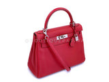 Hermes Red Rouge Garance 28cm Kelly Bag Clemence PHW 296