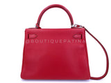 Hermes Red Rouge Garance 28cm Kelly Bag Clemence PHW 296