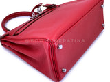 Hermes Red Rouge Garance 28cm Kelly Bag Clemence PHW 296