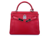 Hermes Red Rouge Garance 28cm Kelly Bag Clemence PHW 296