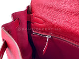 Hermes Red Rouge Garance 28cm Kelly Bag Clemence PHW 296