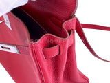 Hermes Red Rouge Garance 28cm Kelly Bag Clemence PHW 296